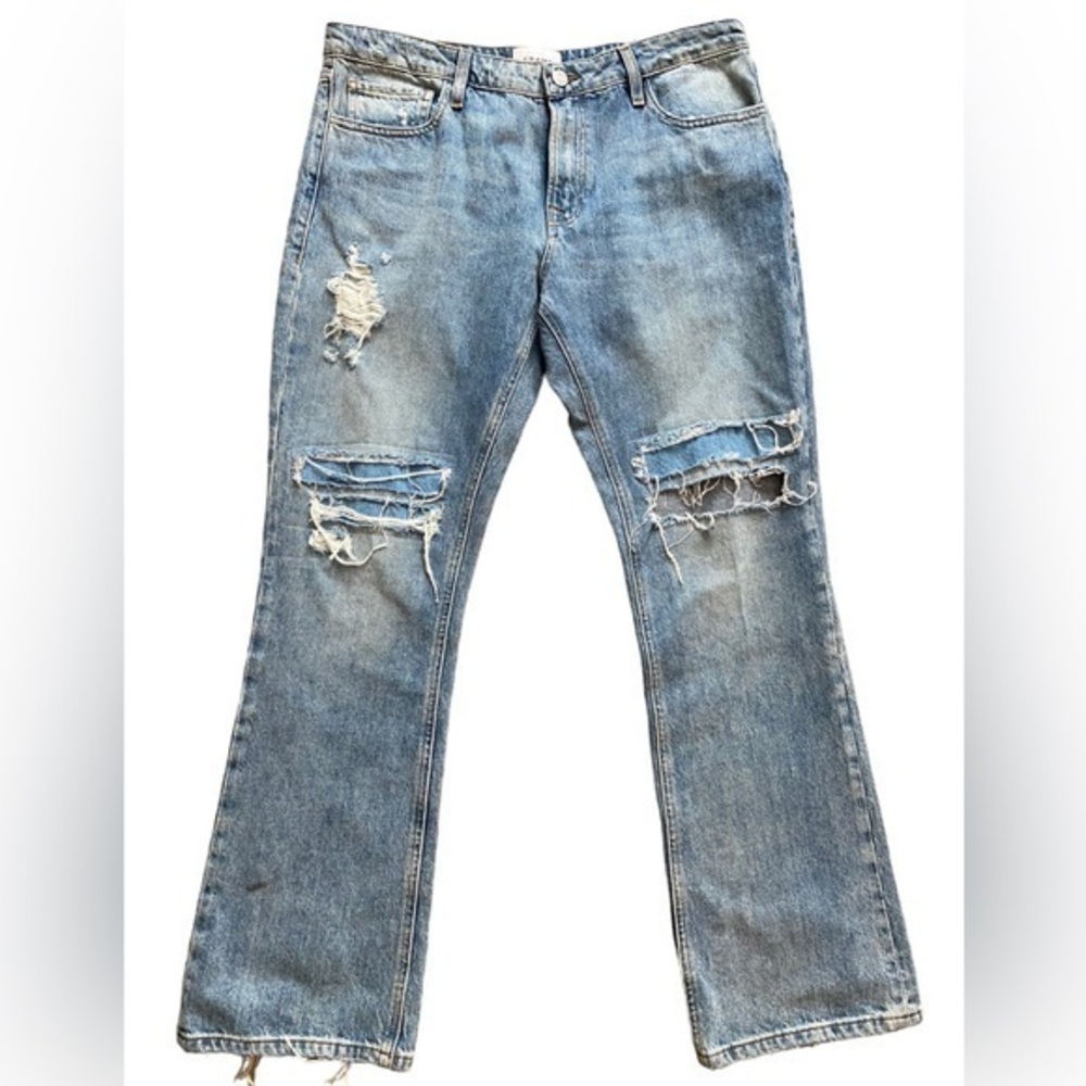 Frame women’s the low boot cut distressed light wash blue jeans size 30 NEW